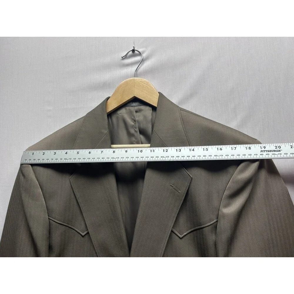 Taos Country Vintage Western Collection Mens Suit 42, 36x30 Brown Pinstripe